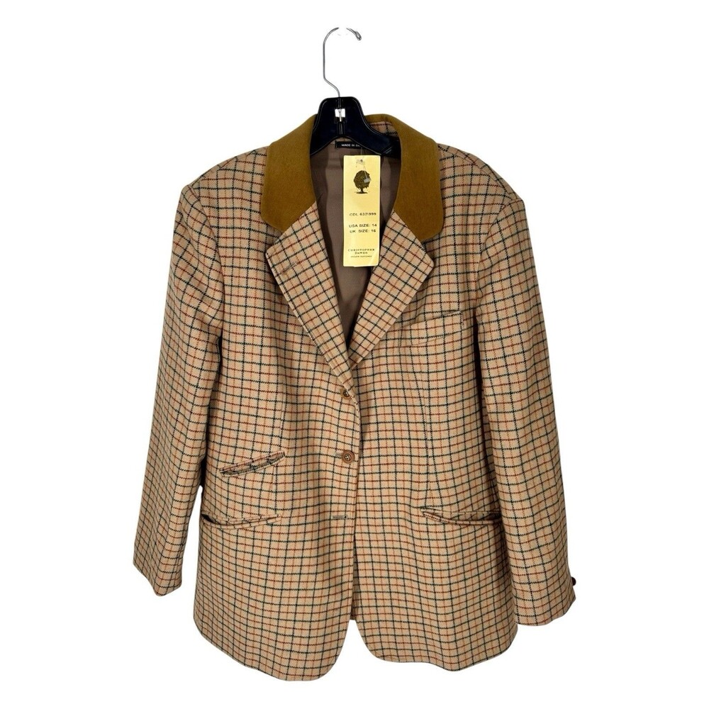 Christopher Dawes NWT AS IS Wool Equestrian Countryside Jacket Missing Button 14